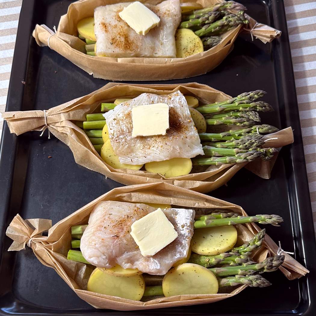 Merluzzo con asparagi