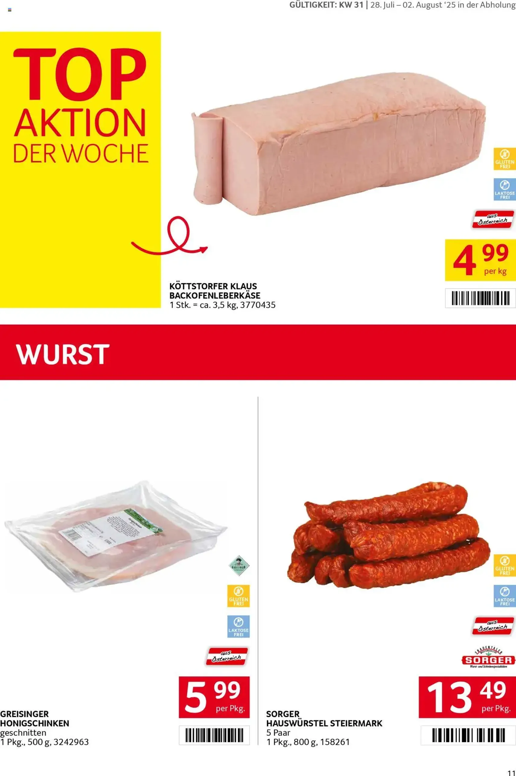 Transgourmet Flugblatt - Gültiger Prospekt ab 27.07.2025, Seite 11 von insgesamt 28 Transgourmet Flugblatt - Gültiger Prospekt ab 27.07.2025, Seite 11 von insgesamt 28