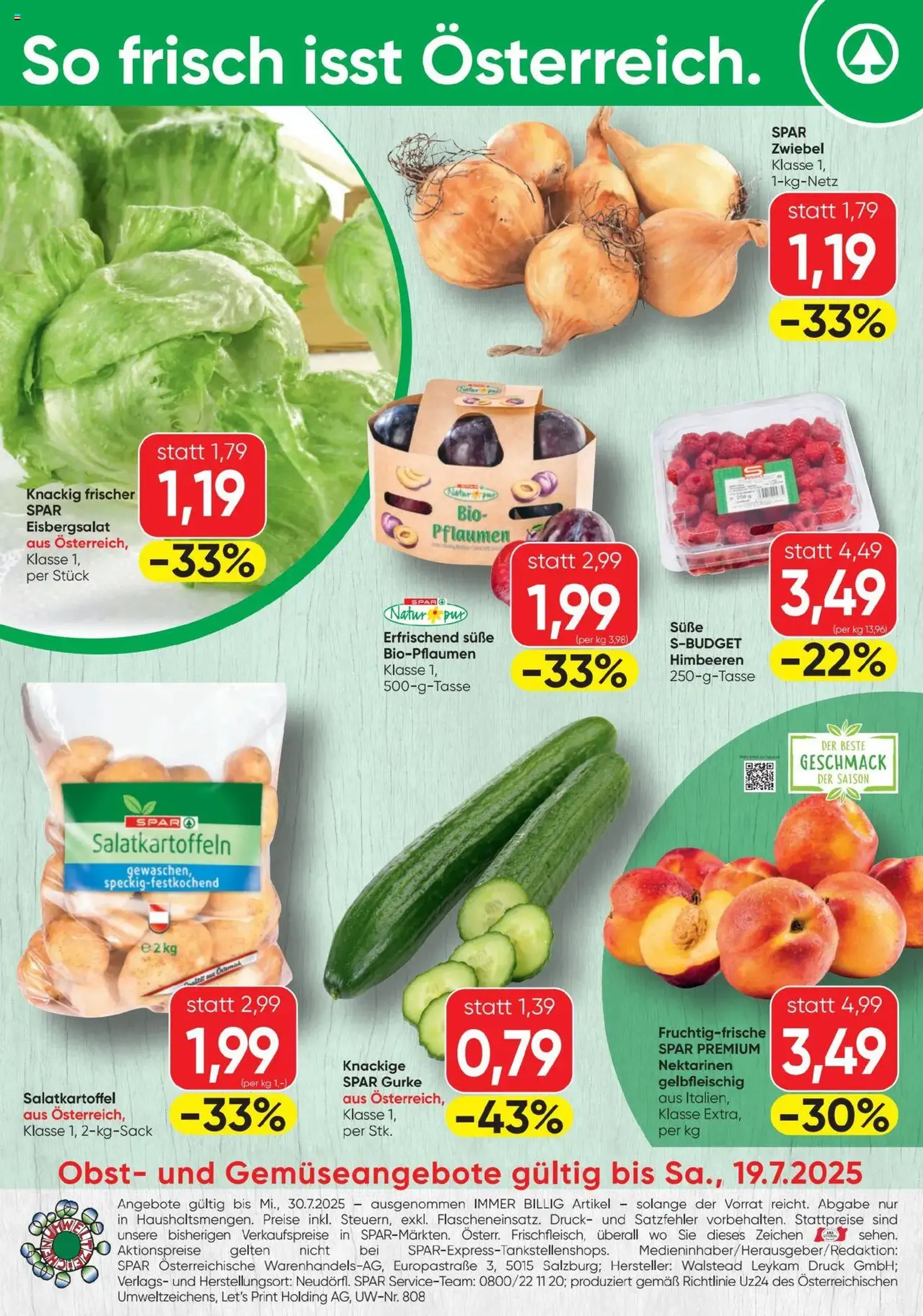 Spar Flugblatt - Gültiger Prospekt ab 17.07.2025, Seite 20 von insgesamt 20 Spar Flugblatt - Gültiger Prospekt ab 17.07.2025, Seite 20 von insgesamt 20