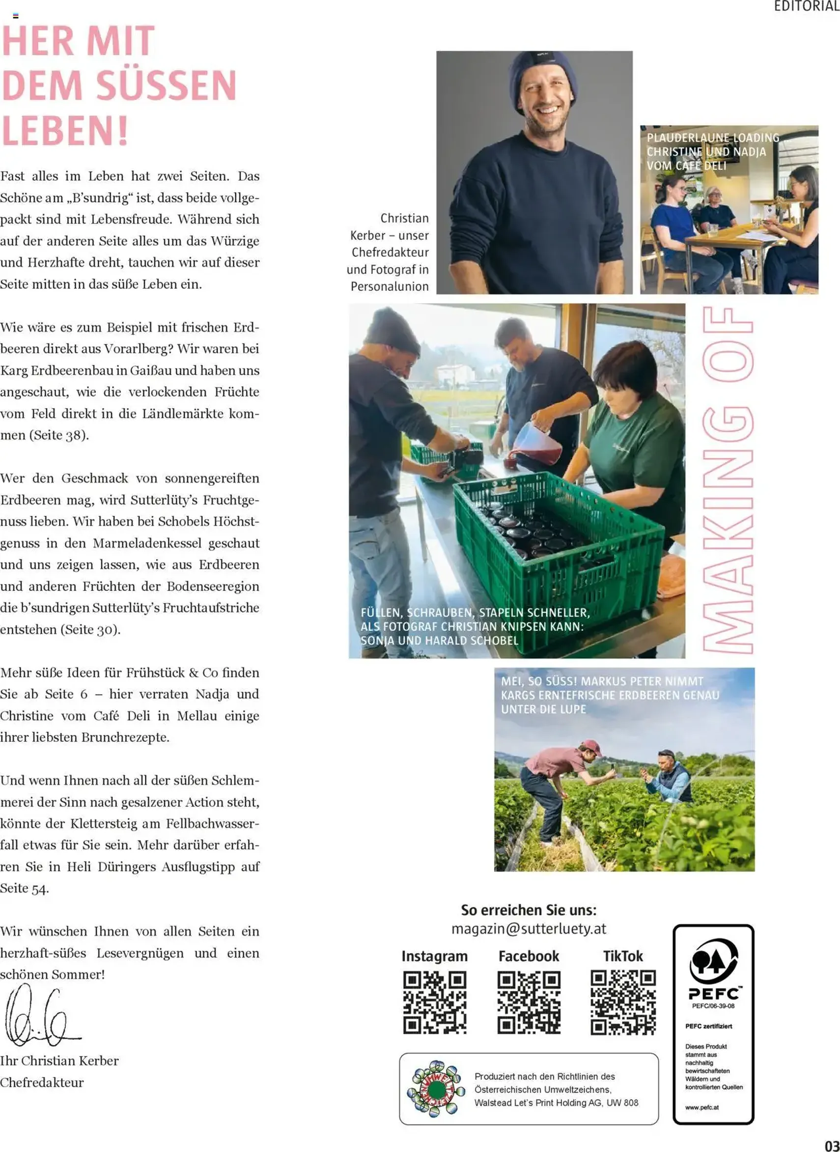 Sutterlüty B’sundrig Magazine - Gültiger Prospekt ab 18.06.2025, Seite 3 von insgesamt 116 Sutterlüty B’sundrig Magazine - Gültiger Prospekt ab 18.06.2025, Seite 3 von insgesamt 116