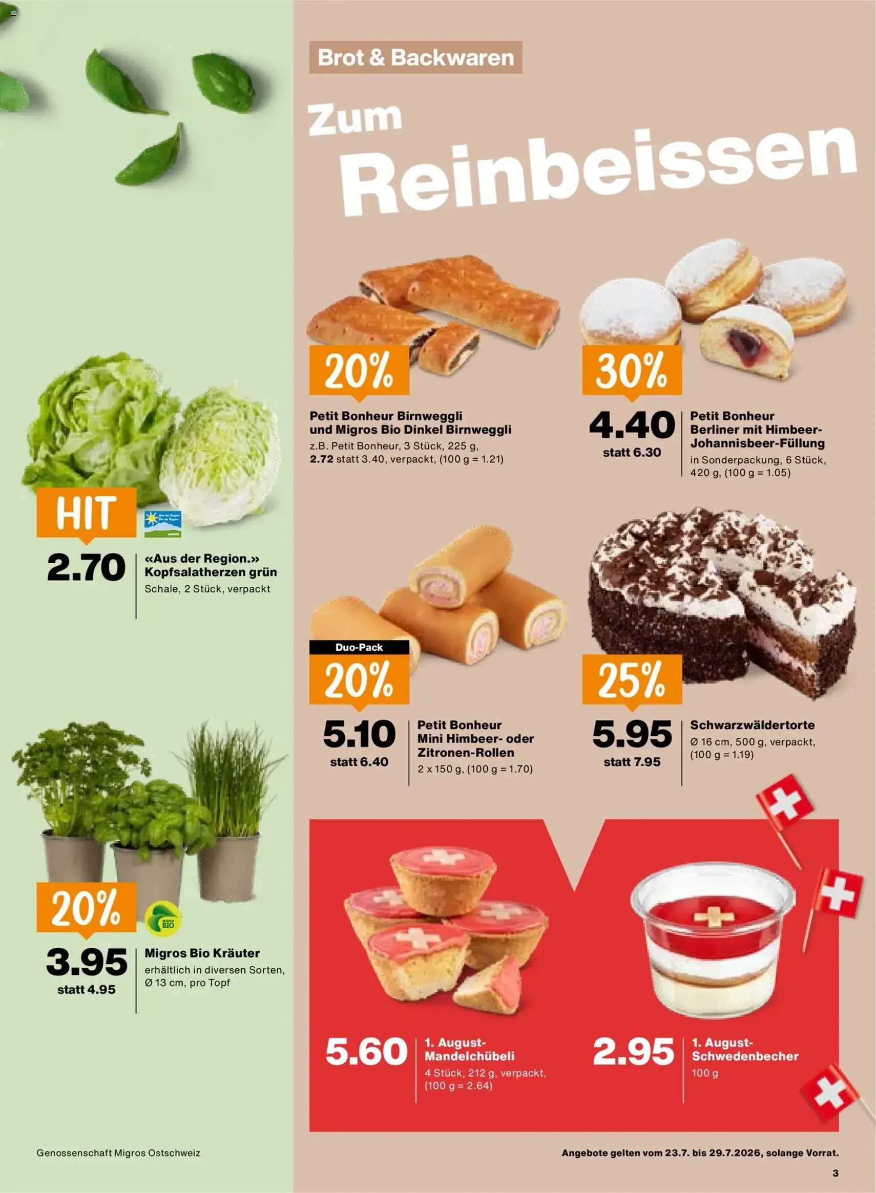 Migros aktionen - Gültiger Prospekt ab 23.07.2026, Seite 3 von insgesamt 20