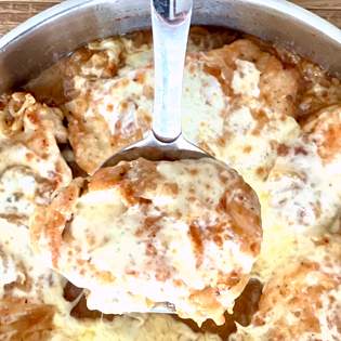 Recipe preview Homemade French onion chicken pasta bake recipe