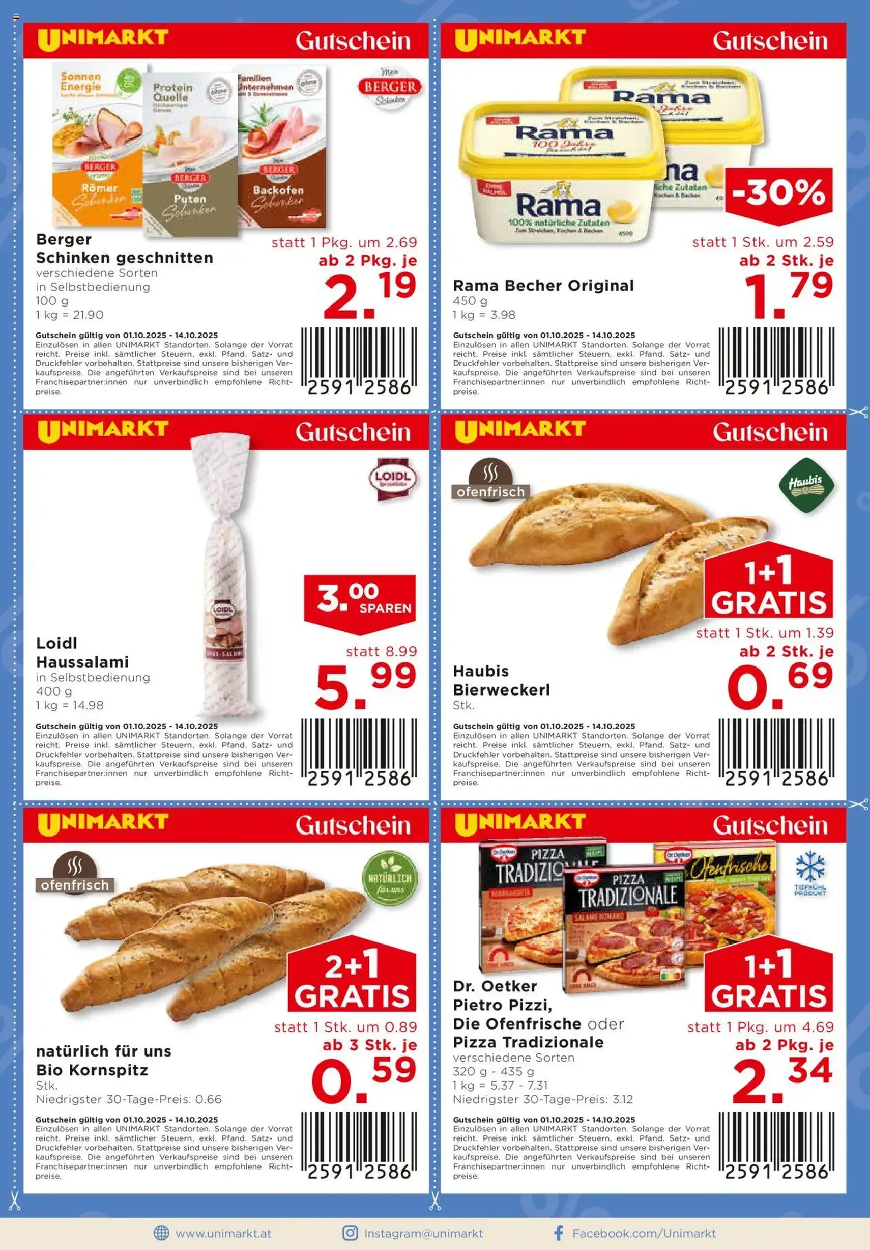 Unimarkt Flugblatt - Gültiger Prospekt ab 01.10.2025, Seite 2 von insgesamt 20 Unimarkt Flugblatt - Gültiger Prospekt ab 01.10.2025, Seite 2 von insgesamt 20