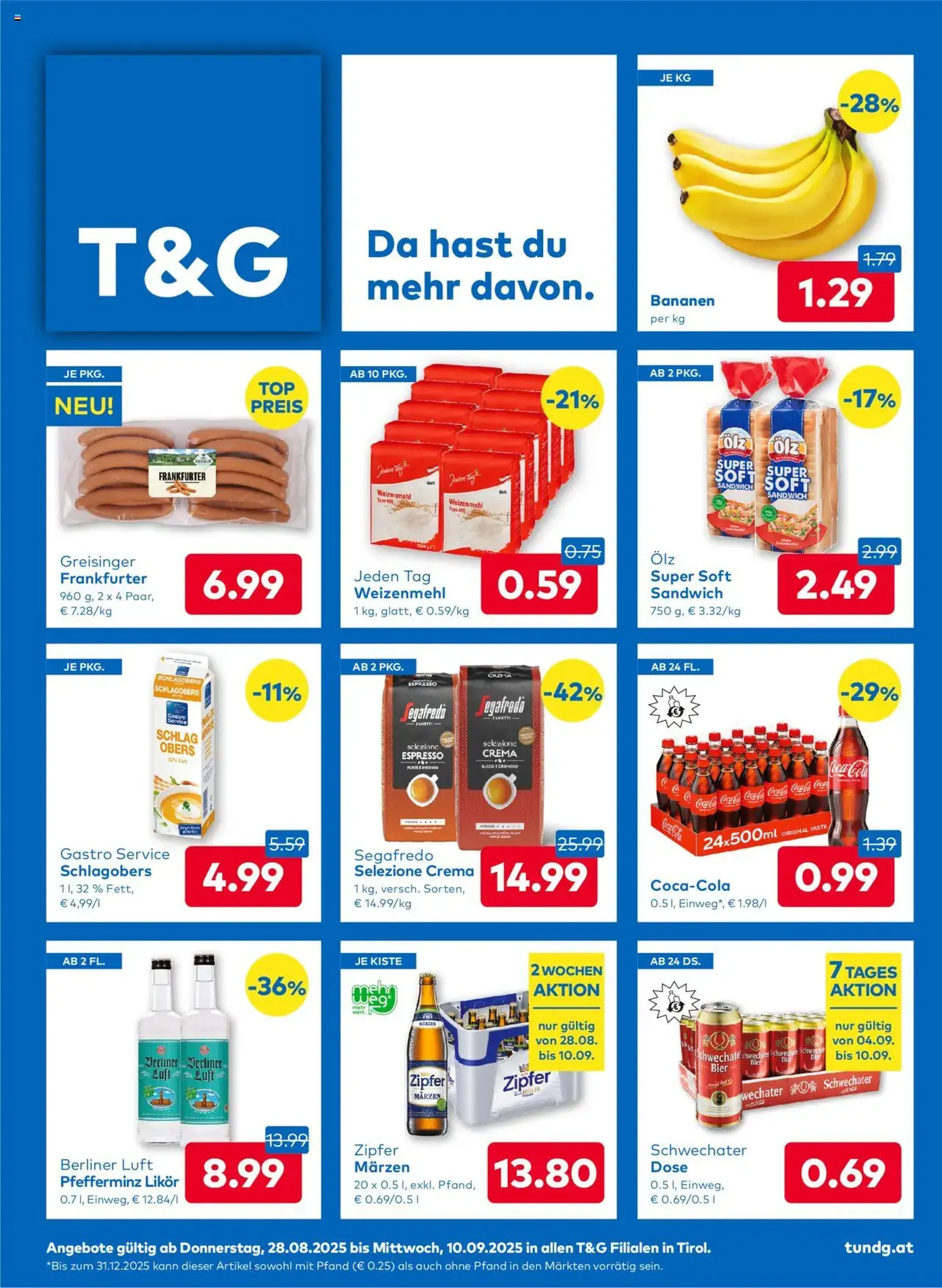 T&G Flugblatt - Gültiger Prospekt ab 28.08.2025, Seite 1 von insgesamt 8