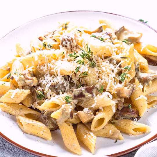 Anteprima ricetta Pasta con funghi e panna