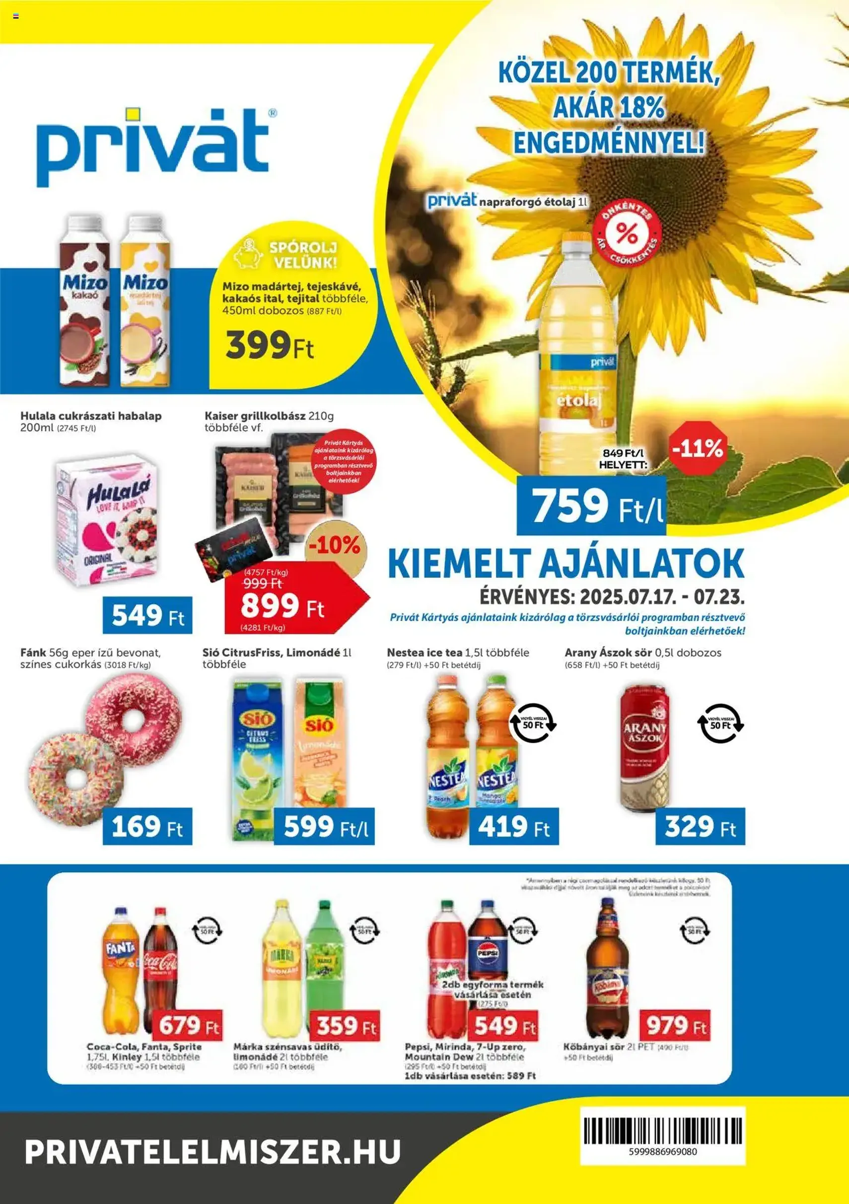 PRIVÁT Akciós újság - 2025.07.17. érvényes szórólap 1 oldal 4 oldalból