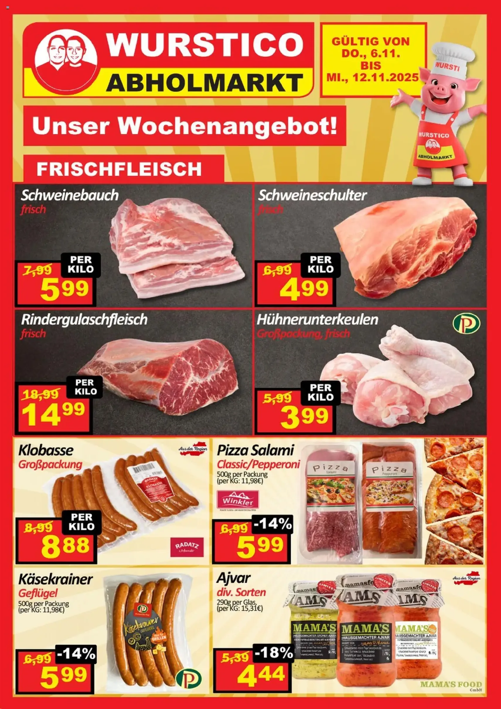 Wurstico Abholmarkt Flugblatt - Gültiger Prospekt ab 06.11.2025, Seite 1 von insgesamt 3