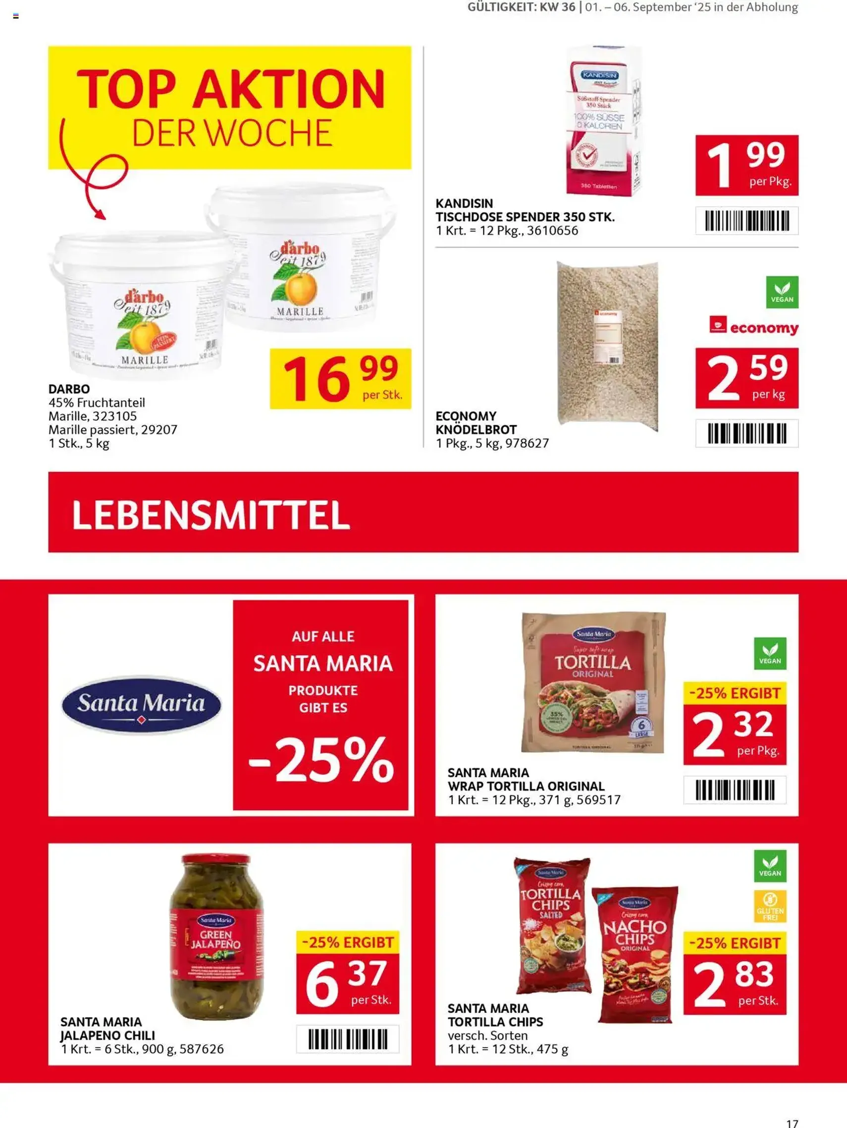 Transgourmet Flugblatt - Gültiger Prospekt ab 31.08.2025, Seite 17 von insgesamt 32 Transgourmet Flugblatt - Gültiger Prospekt ab 31.08.2025, Seite 17 von insgesamt 32