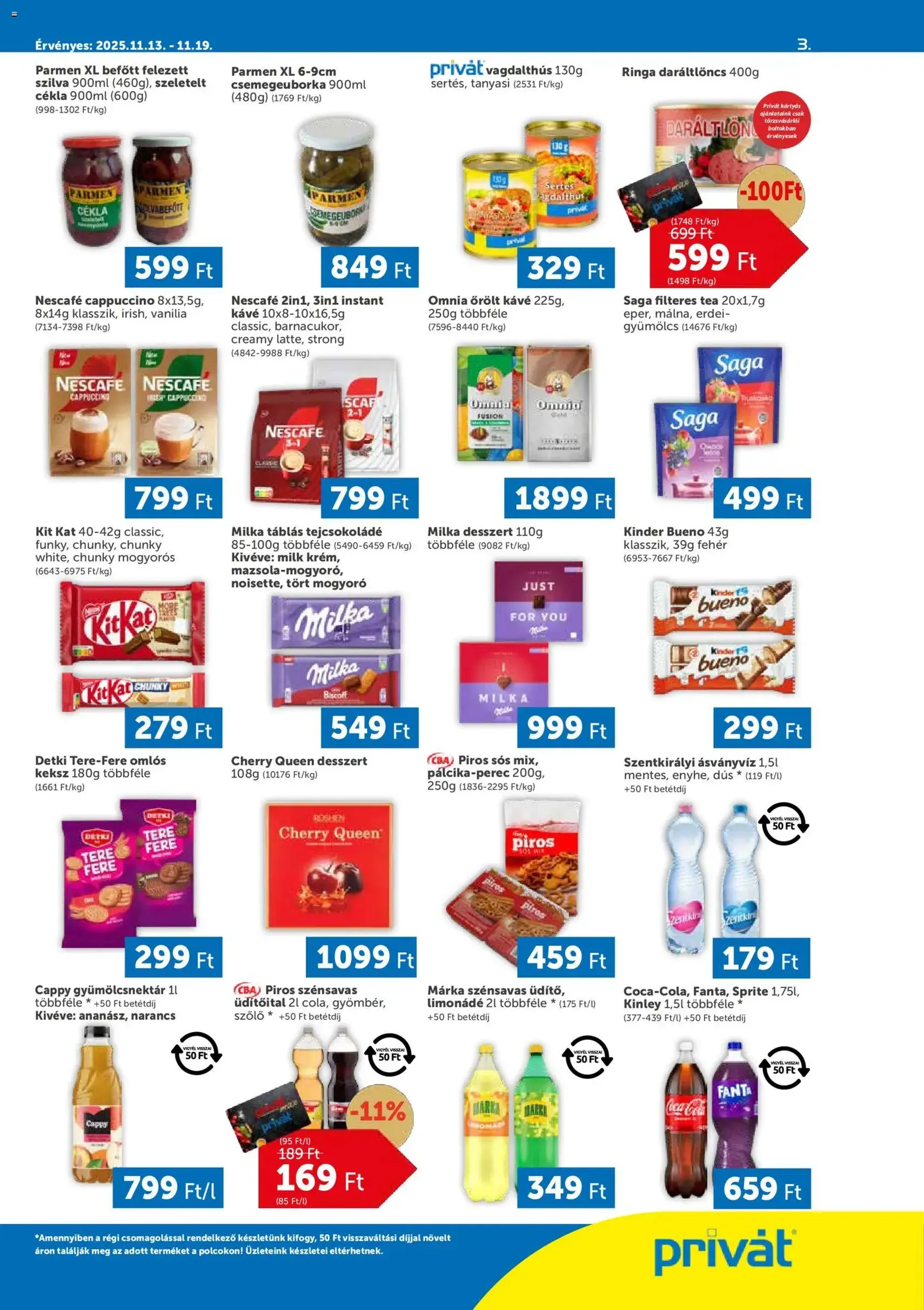 PRIVÁT Akciós újság - 2025.11.13. érvényes szórólap 3 oldal 4 oldalból