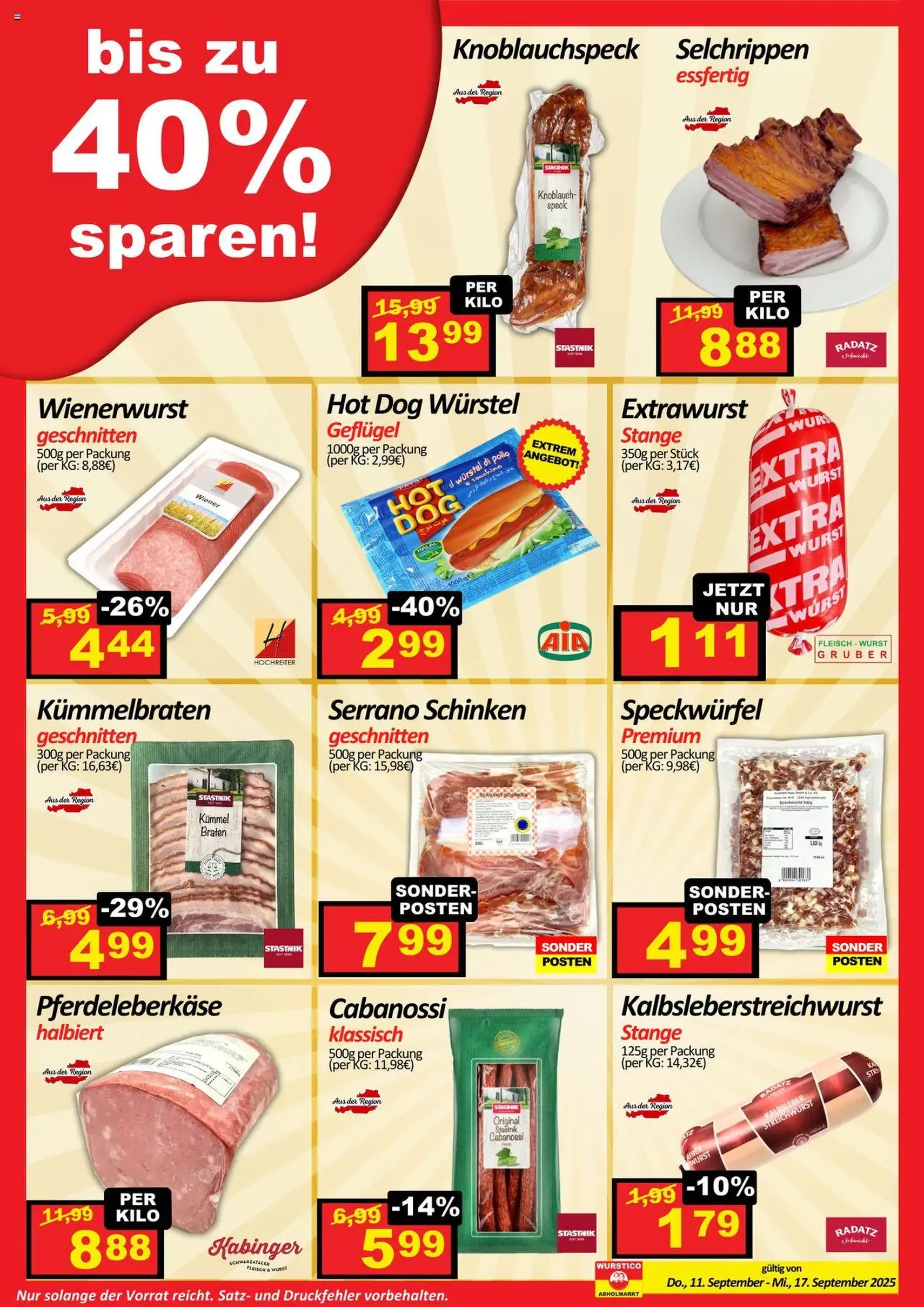 Wurstico Abholmarkt Flugblatt - Gültiger Prospekt ab 11.09.2025, Seite 2 von insgesamt 4
