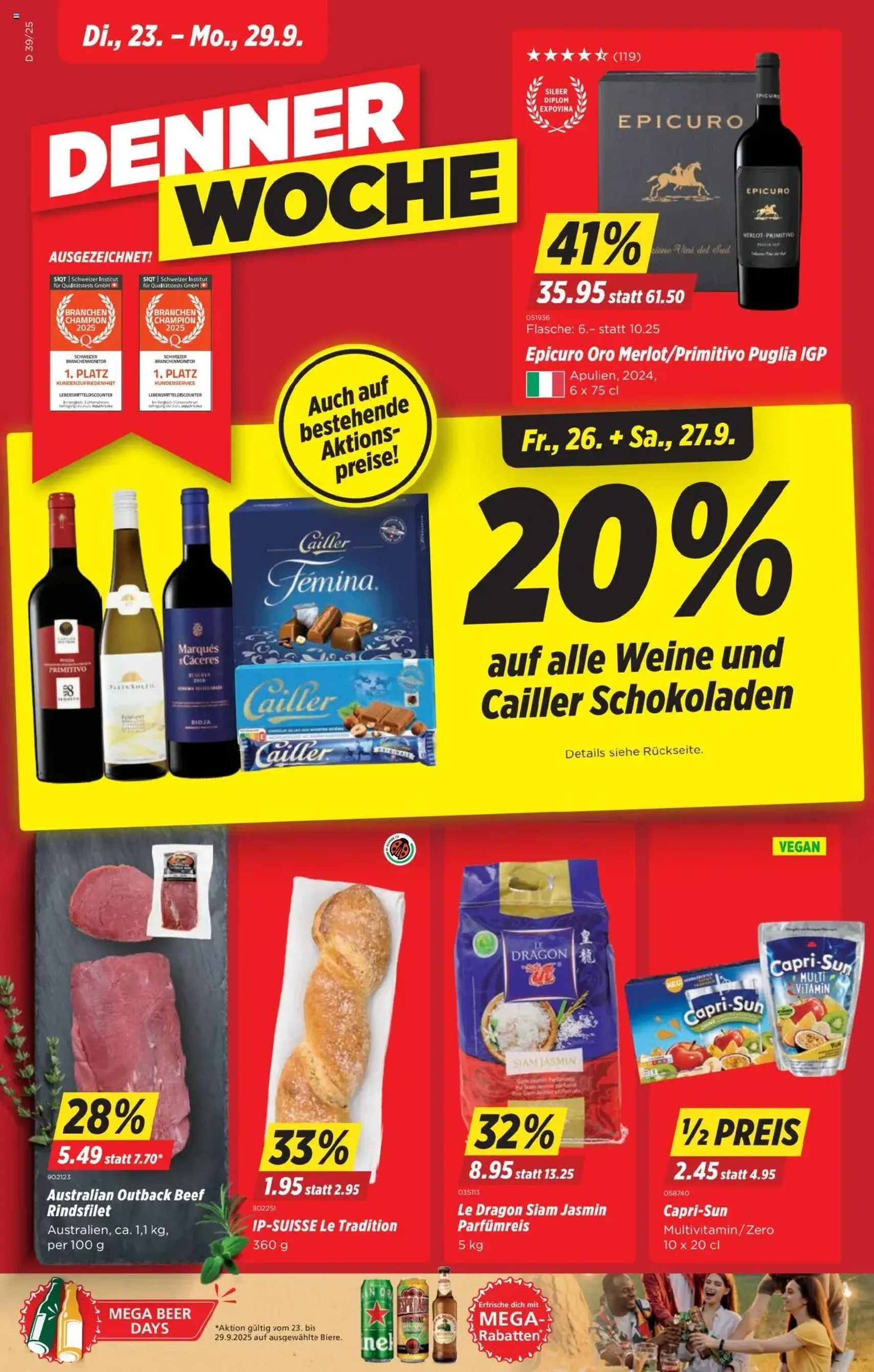 Denner Aktionen - Gültiger Prospekt ab 23.09.2025, Seite 1 von insgesamt 24