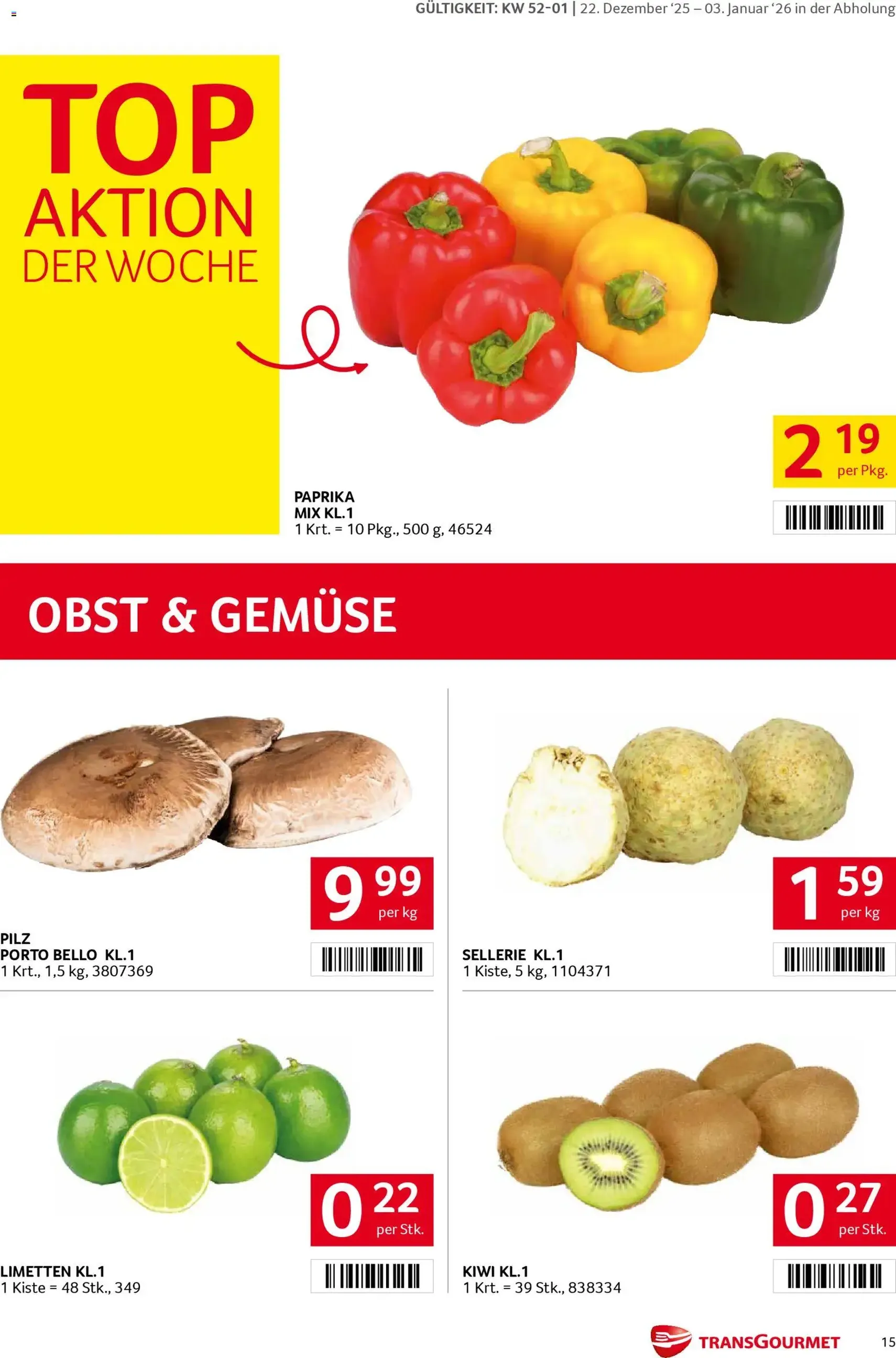 Transgourmet Flugblatt - Gültiger Prospekt ab 22.12.2025, Seite 15 von insgesamt 36