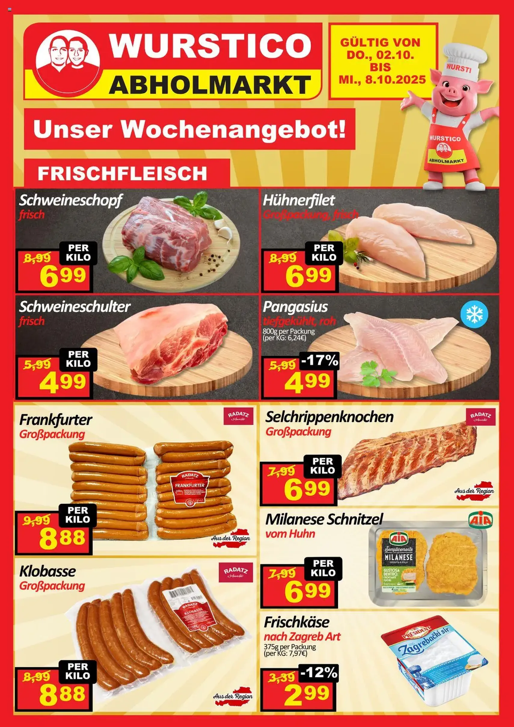 Wurstico Abholmarkt Flugblatt - Gültiger Prospekt ab 02.10.2025, Seite 1 von insgesamt 3