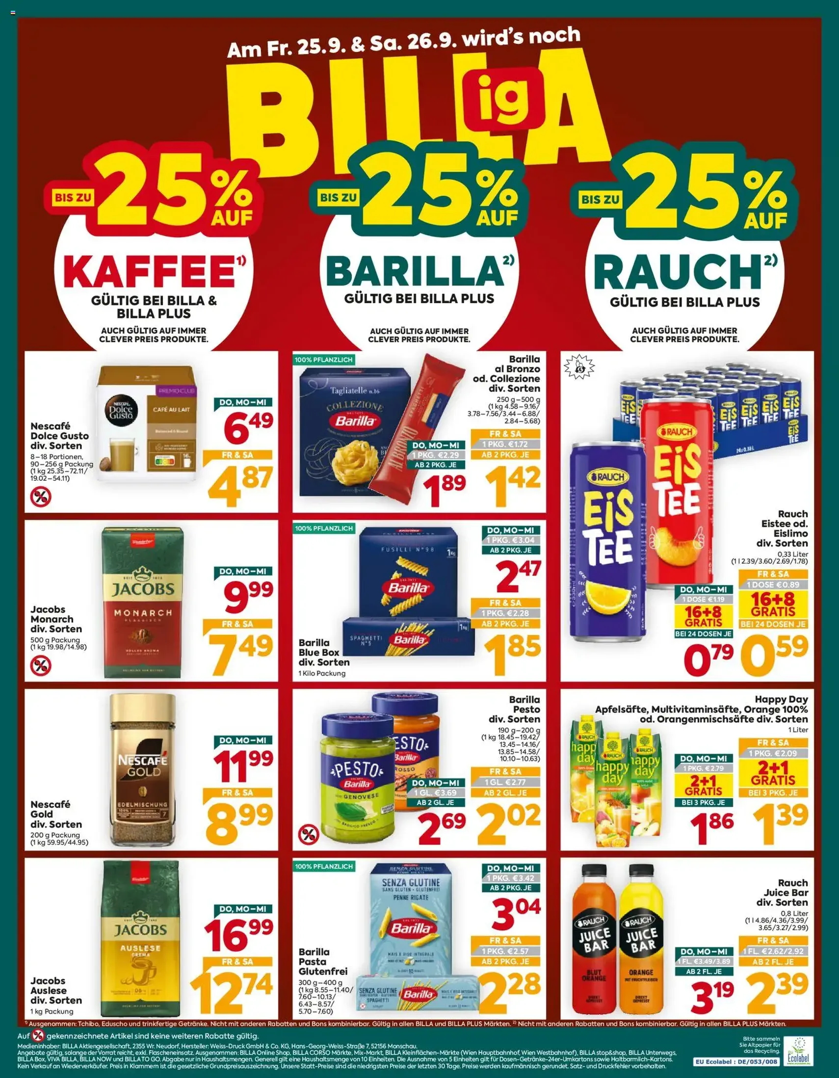 Billa Plus Flugblatt - Gültiger Prospekt ab 24.09.2026, Seite 16 von insgesamt 16