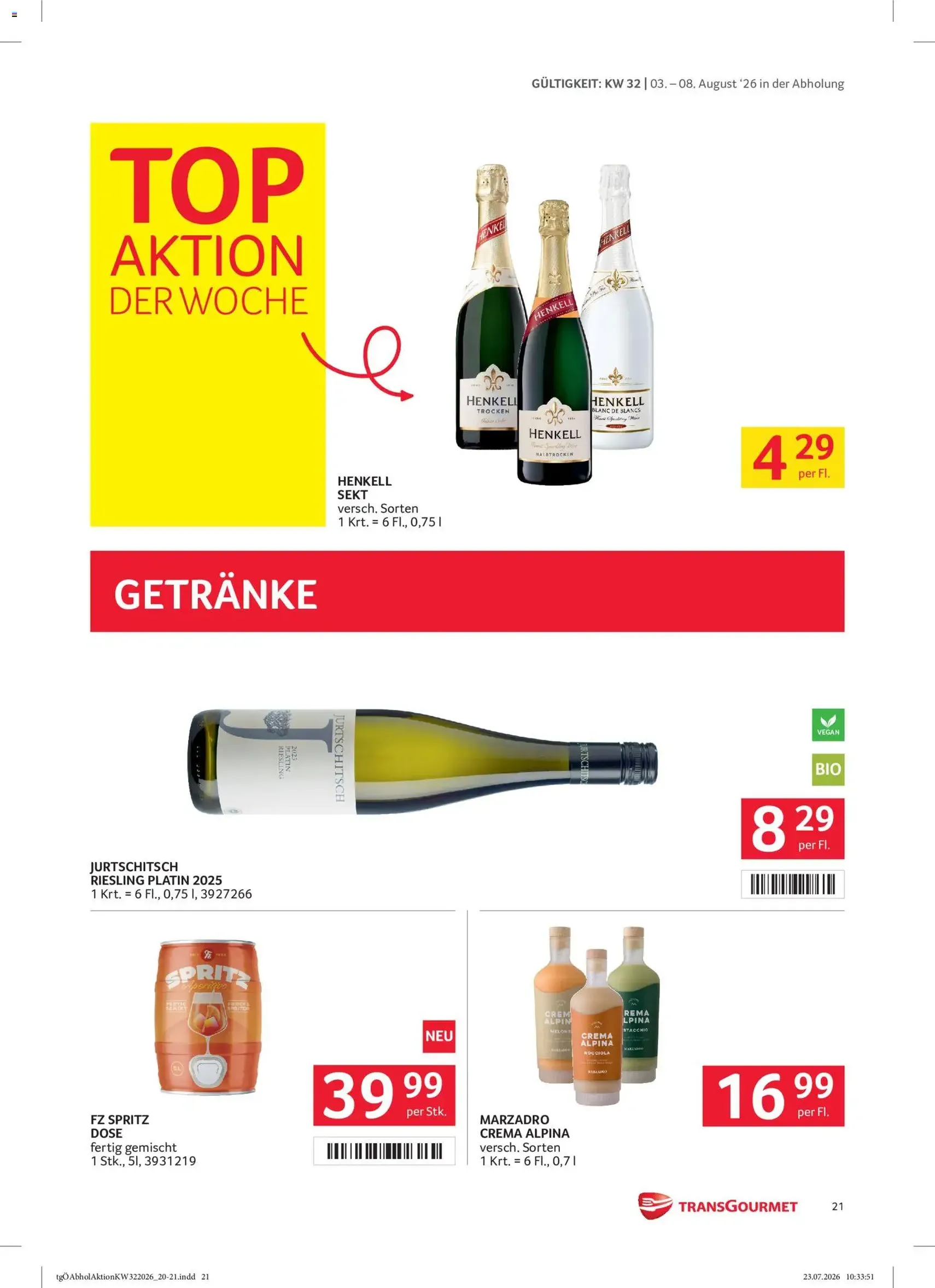 Transgourmet Flugblatt - Gültiger Prospekt ab 03.08.2026, Seite 21 von insgesamt 32