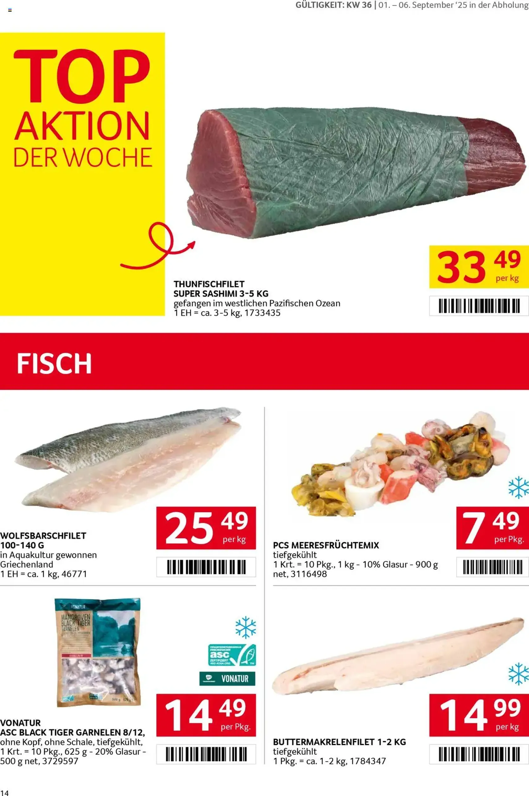 Transgourmet Flugblatt - Gültiger Prospekt ab 31.08.2025, Seite 14 von insgesamt 32 Transgourmet Flugblatt - Gültiger Prospekt ab 31.08.2025, Seite 14 von insgesamt 32