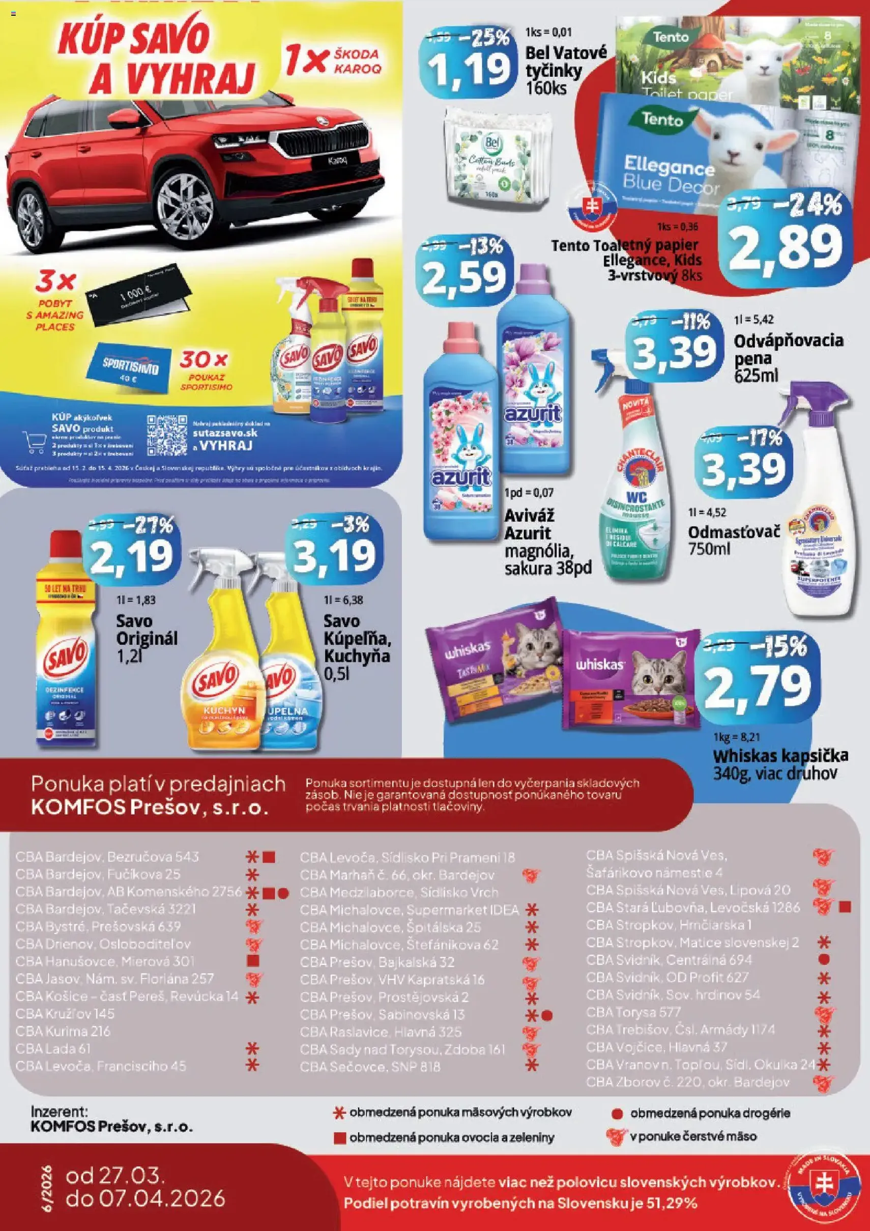 CBA Komfos leták - platný leták od 27.03.2026 strana 16 z 16