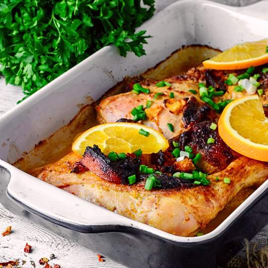 Anteprima ricetta Cosce di pollo agli aranci