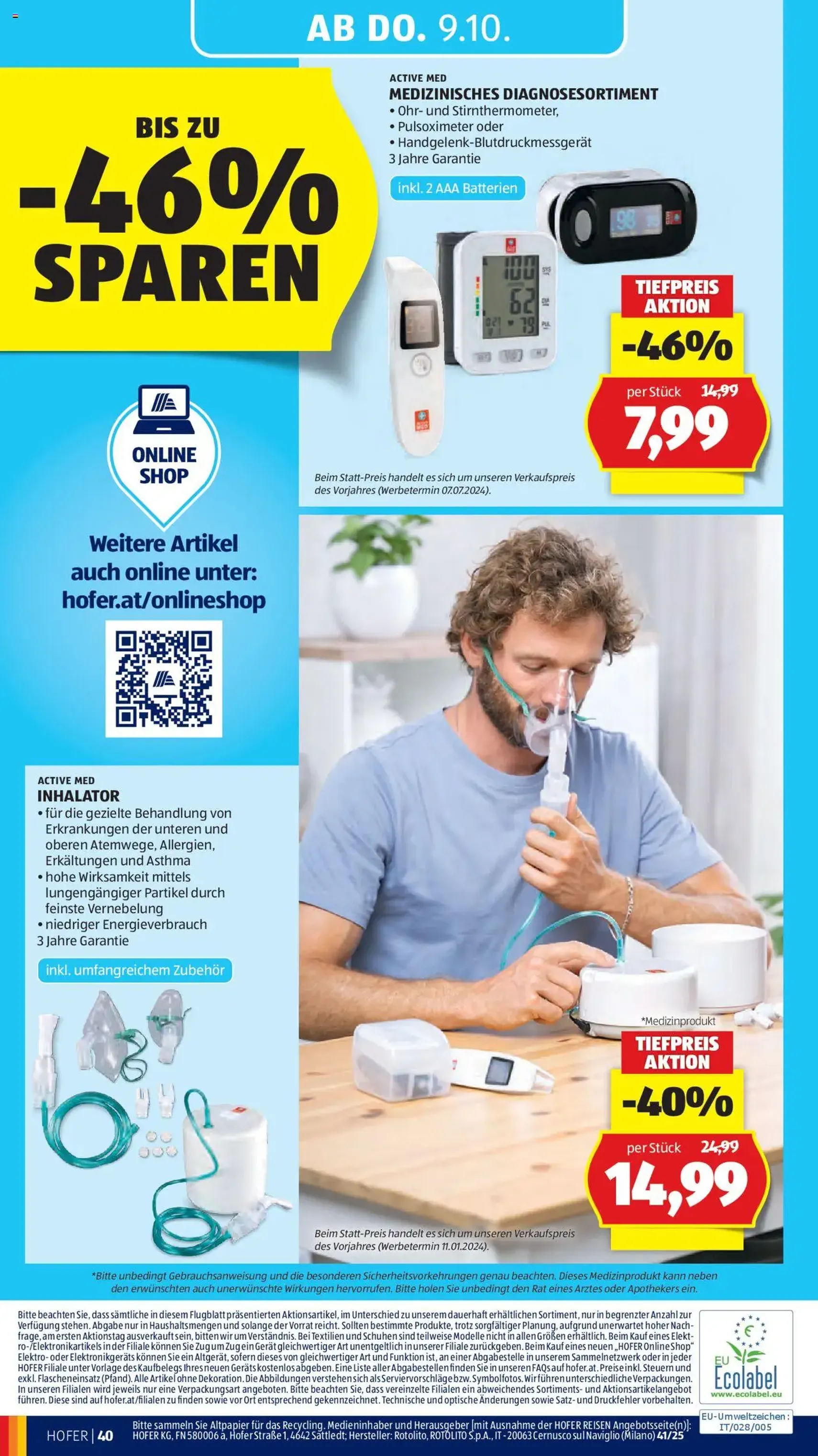 Hofer Flugblatt - Gültiger Prospekt ab 03.10.2025, Seite 44 von insgesamt 45