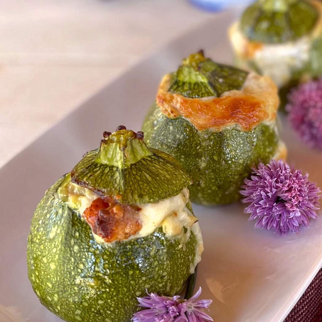 Zucchine tonde ripiene cotte al vapore