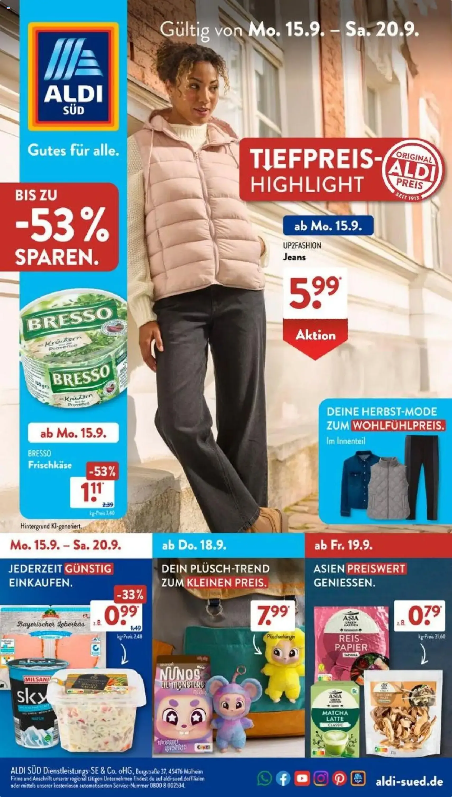 Aldi Süd Prospekt - Gültiger Prospekt ab 15.09.2025, Seite 1 von insgesamt 44 Aldi Süd Prospekt - Gültiger Prospekt ab 15.09.2025, Seite 1 von insgesamt 44
