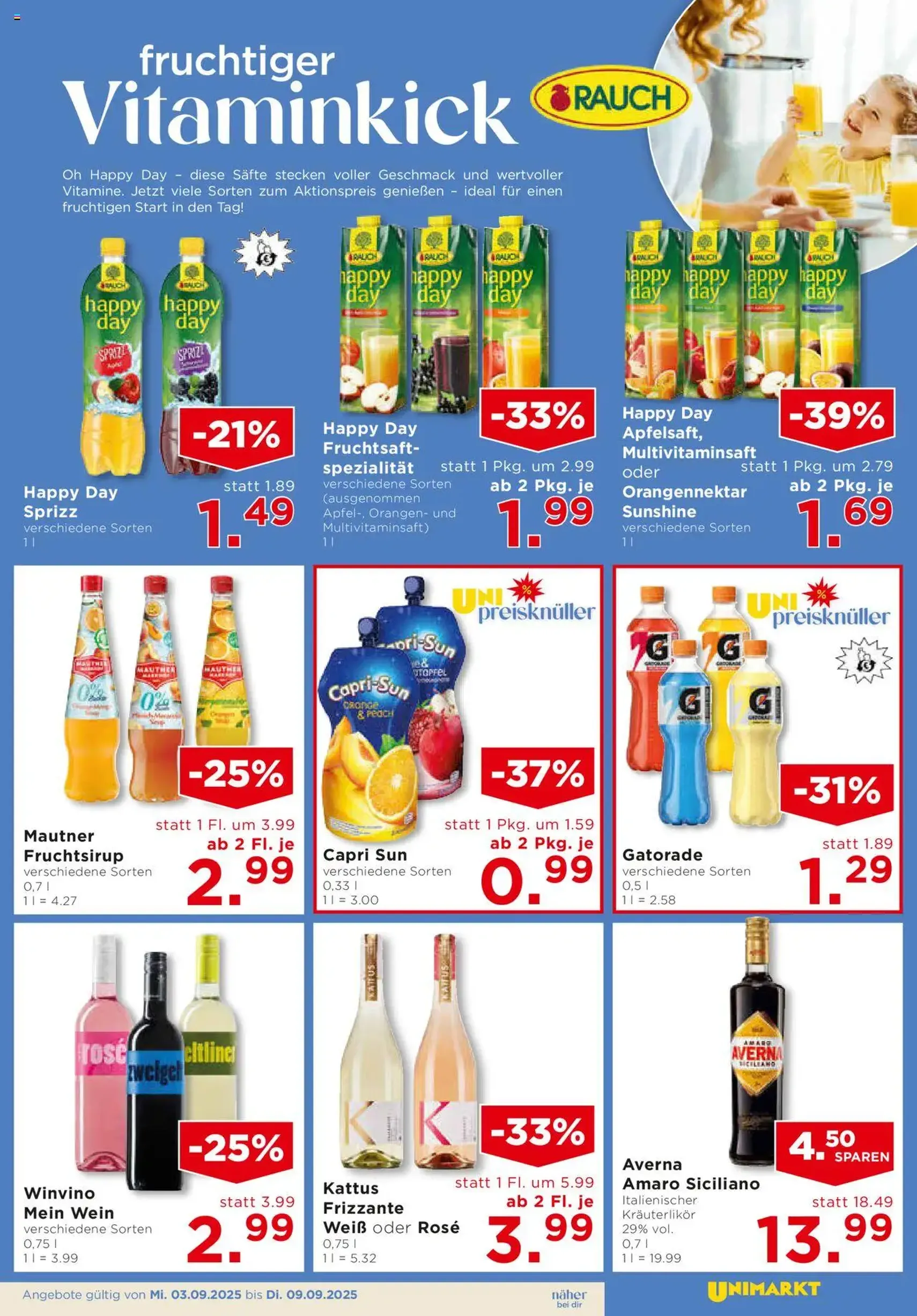 Unimarkt Flugblatt - Gültiger Prospekt ab 03.09.2025, Seite 11 von insgesamt 16 Unimarkt Flugblatt - Gültiger Prospekt ab 03.09.2025, Seite 11 von insgesamt 16