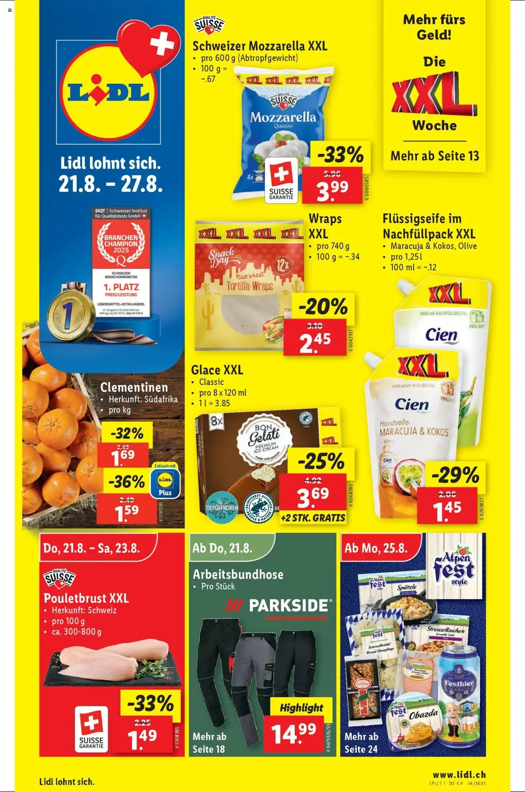 Lidl Aktionen - Gültiger Prospekt ab 21.08.2025, Seite 1 von insgesamt 34