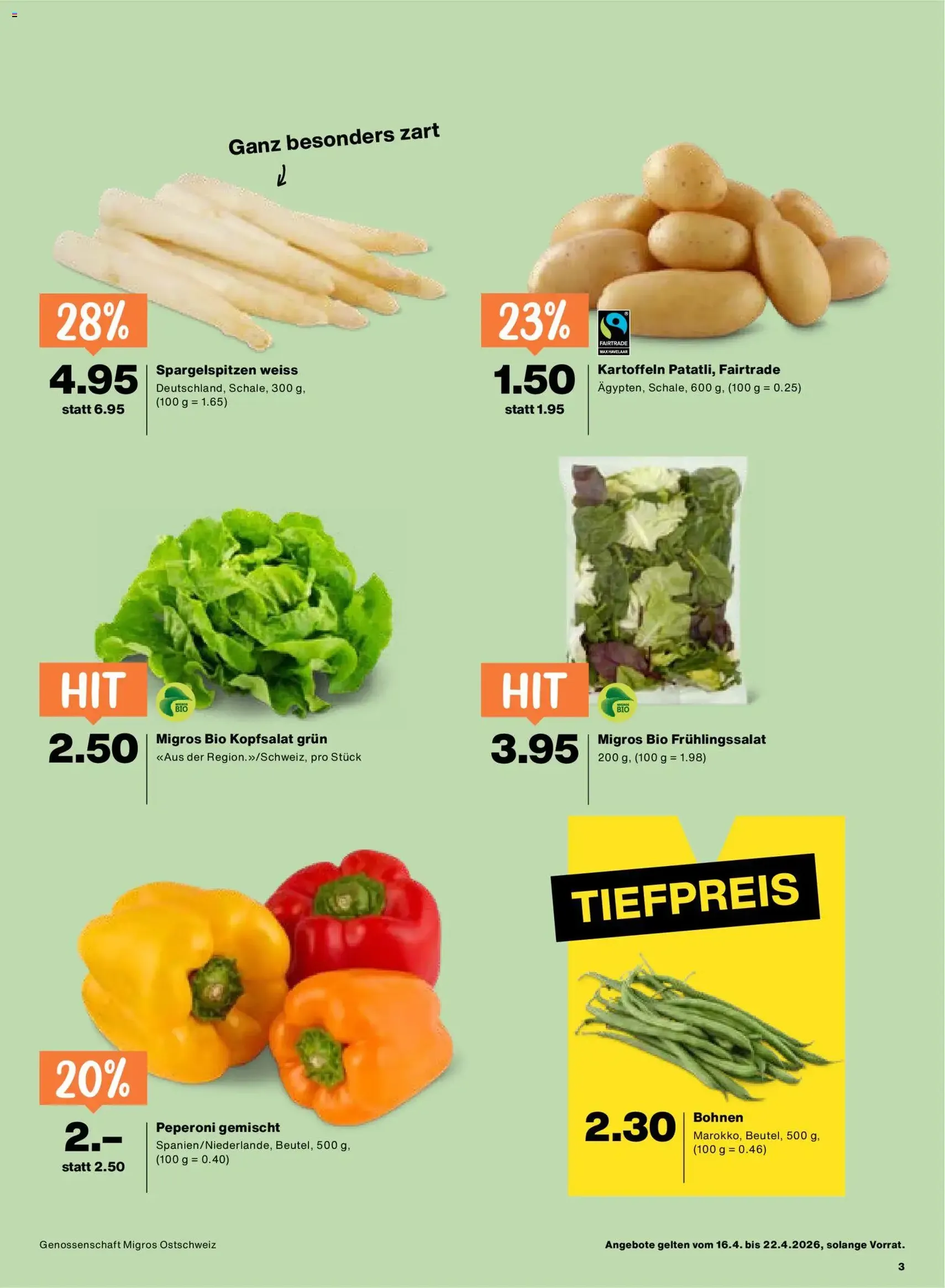 Migros aktionen - Gültiger Prospekt ab 16.04.2026, Seite 3 von insgesamt 24