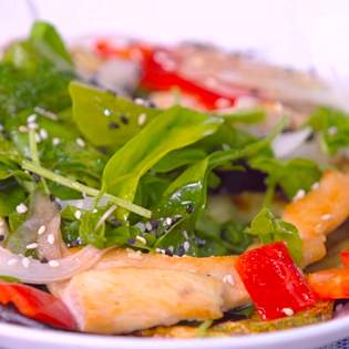 Recipe preview Roasted vegetables, chicken and arugula salad recipe