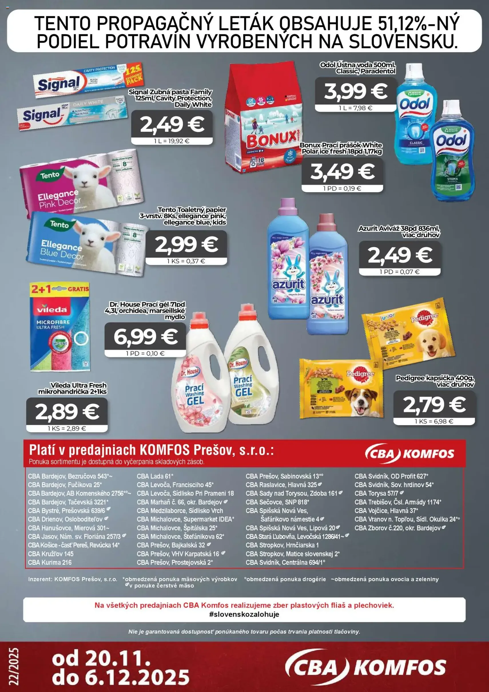 CBA Komfos leták - platný leták od 20.11.2025 strana 16 z 16