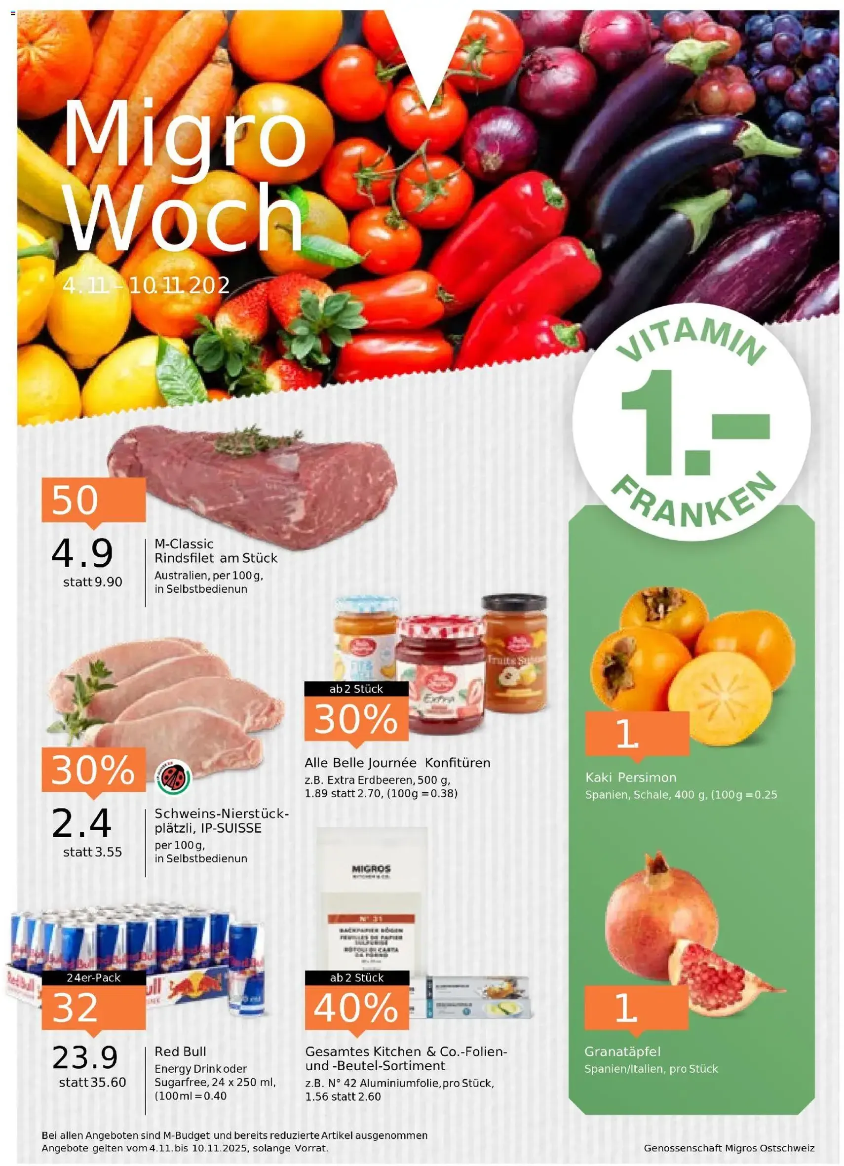 Migros Aktionen - Gültiger Prospekt ab 04.11.2025, Seite 1 von insgesamt 20
