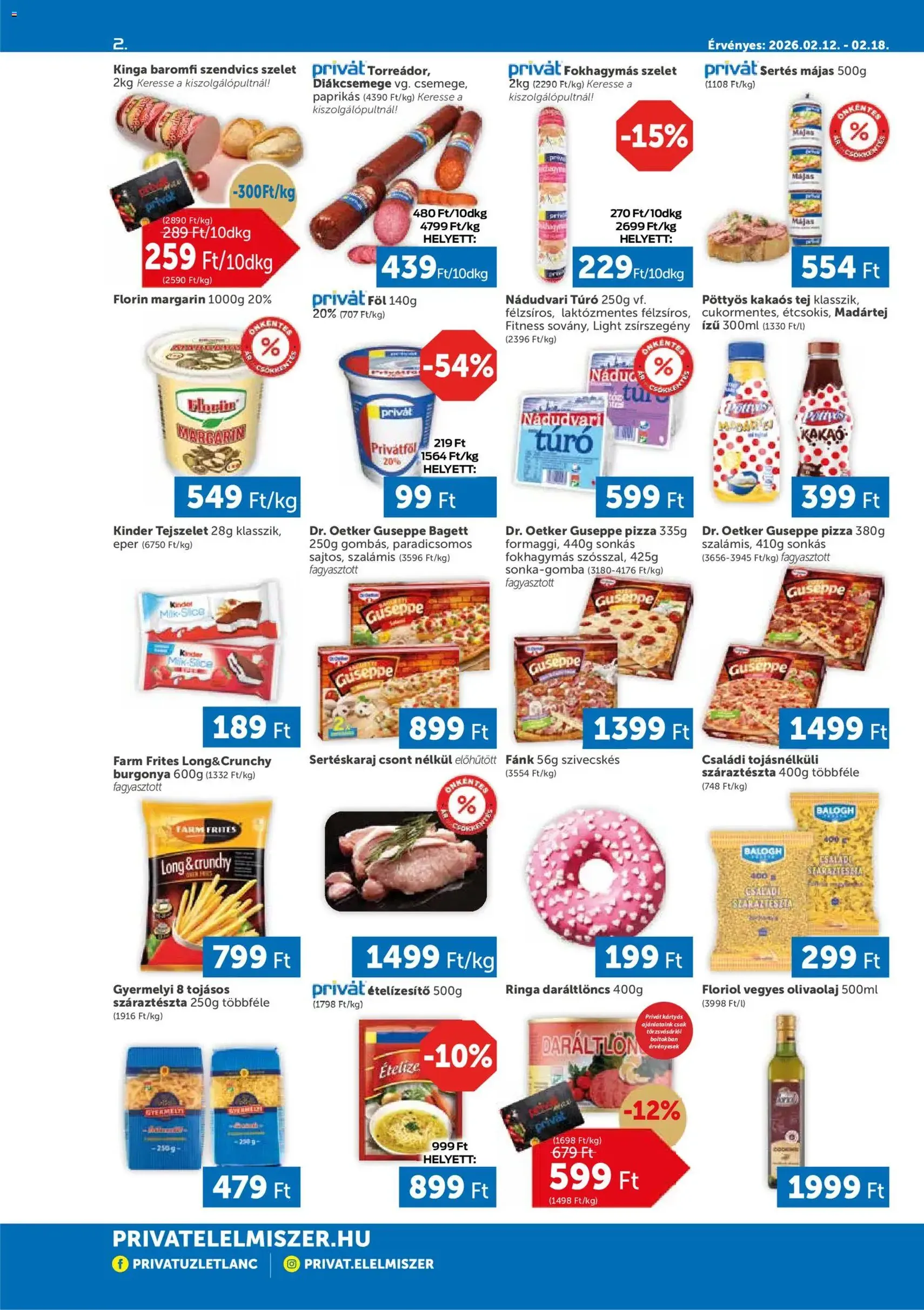 PRIVÁT Akciós újság - 2026.02.12. érvényes szórólap 2 oldal 4 oldalból